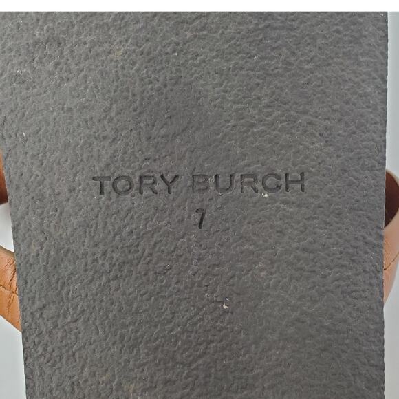 Tory Burch Miller Cloud Thong Sandals Calf Leather Aged Camello Brown Size 7 - Picture 10 of 11